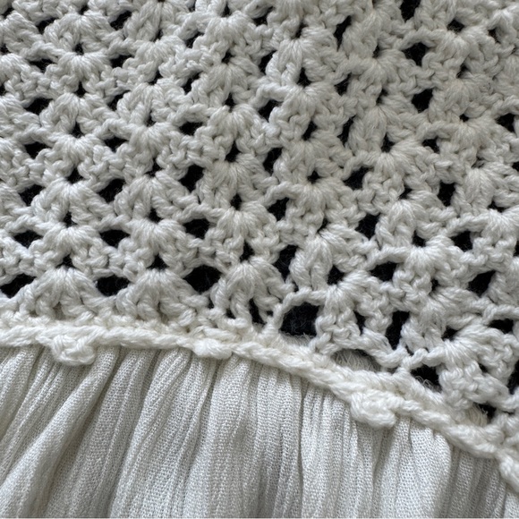 NWT Anthropologie Sarah Hann Ivory Crochet Halter Peplum Top XL Boho - Picture 6 of 14